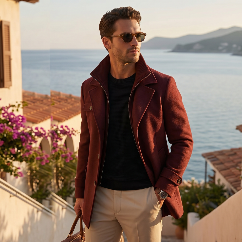 Men's Wool Blend Overcoat Black