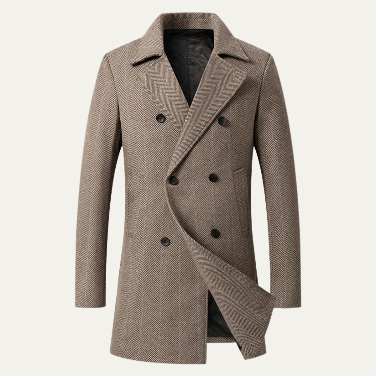 The Cremona Men’s Vintage Herringbone Wool Tweed Overcoat