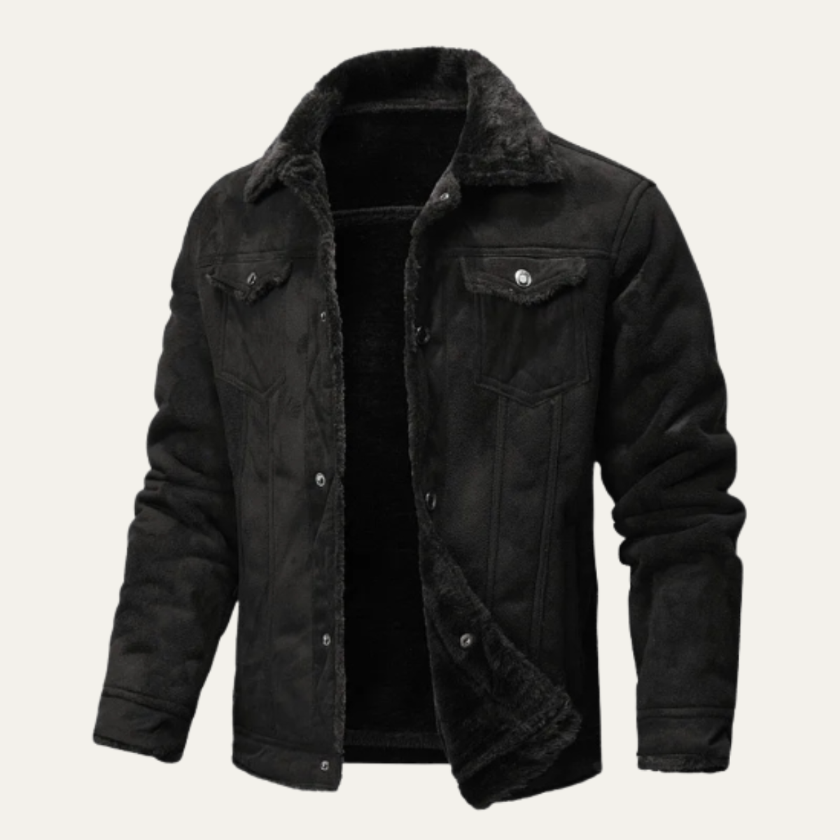 The Amelia Men’s Warm Casual Leather Sherpa Jacket