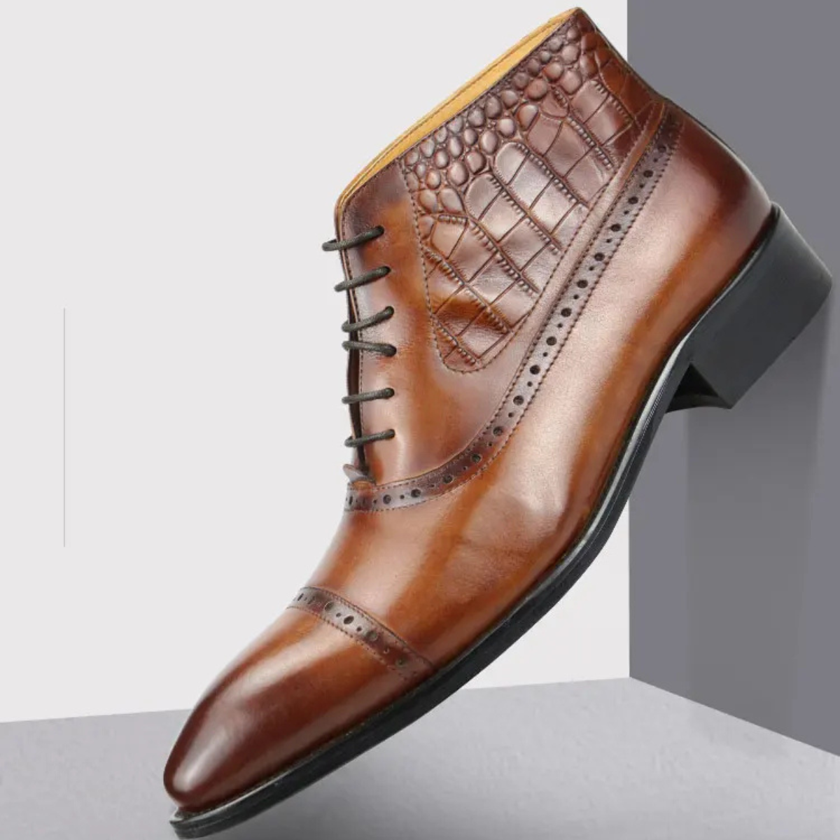 The Capo Vaticano Men’s Formal Leather Brogue Lace Up Ankle Dress Boots