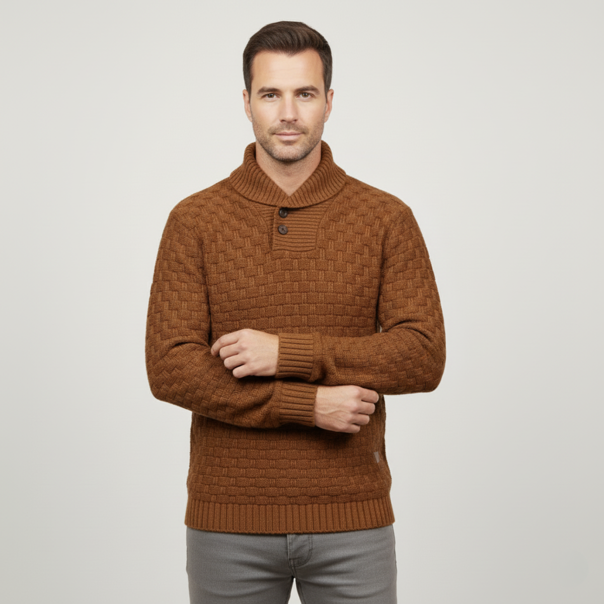 The Brighton Men’s Chunky Knit Sweater with Buttons