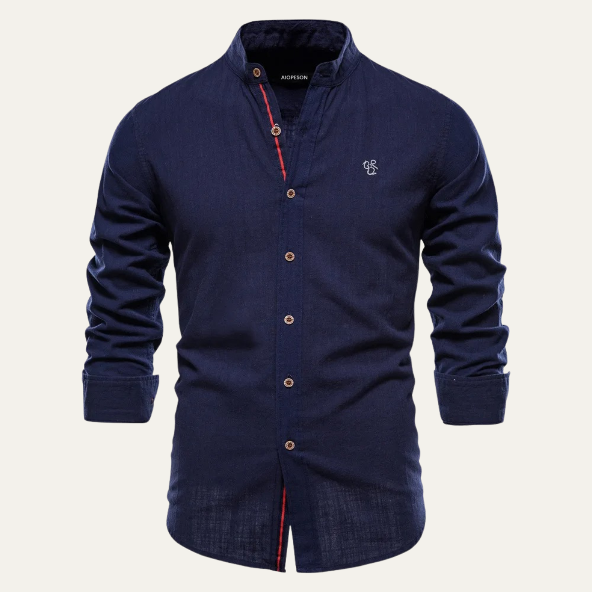 The Pineview Ridge Men’s Slim Fit Stand Collar Casual Cotton Shirt