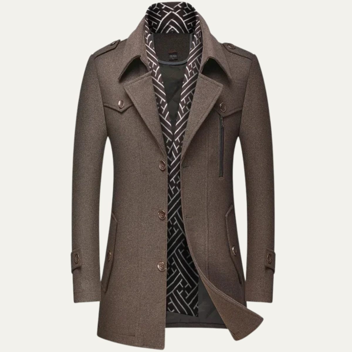 The Siena Men’s Wool Blend Long Trench Coat with Lapel Collar