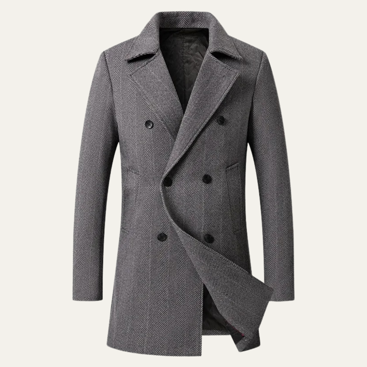 The Cremona Men’s Vintage Herringbone Wool Tweed Overcoat
