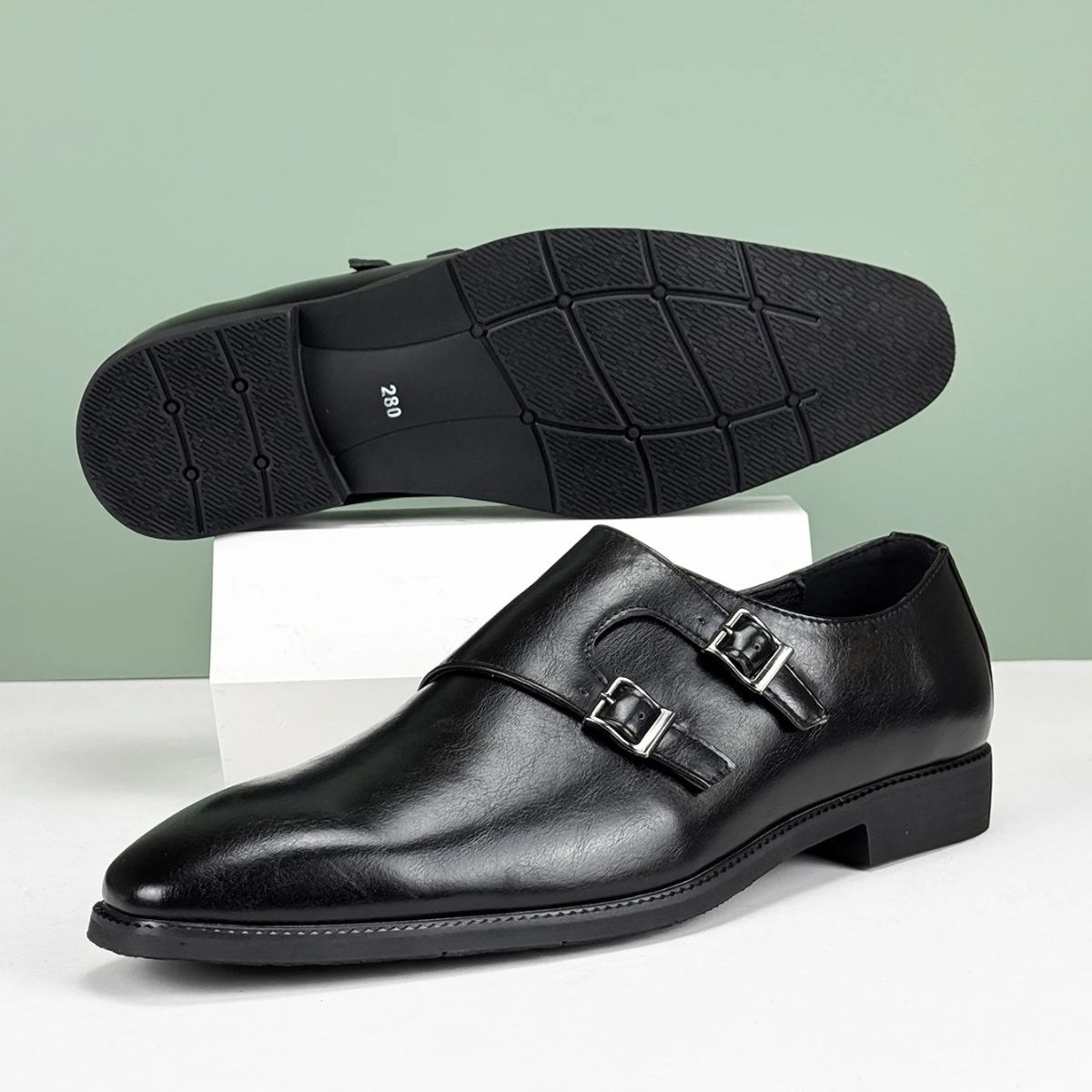 The Chianciano Men’s Leather Double Buckle Strap Dress Shoes