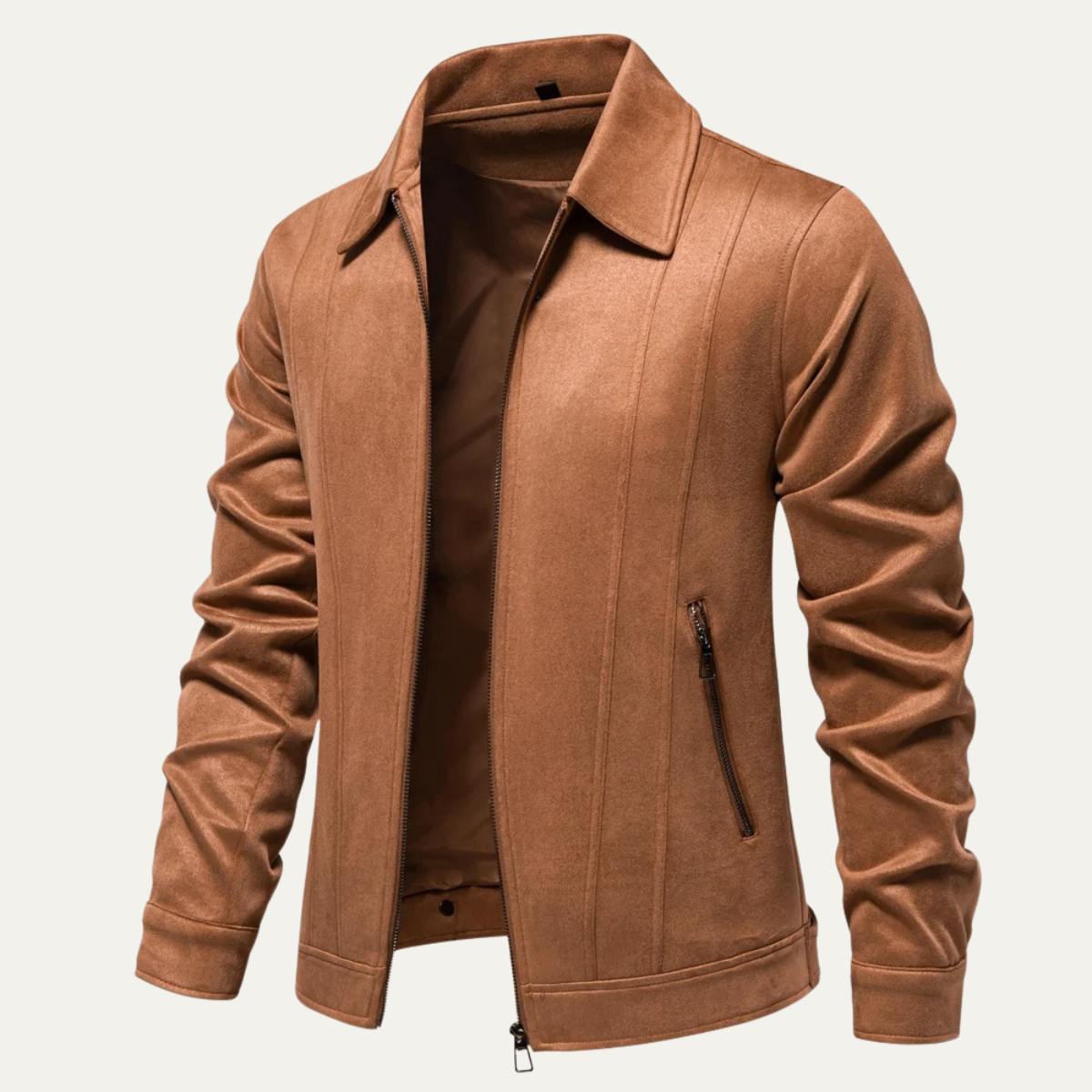 The Varese Men's Trucker Suede Leather Zip Up Jacket