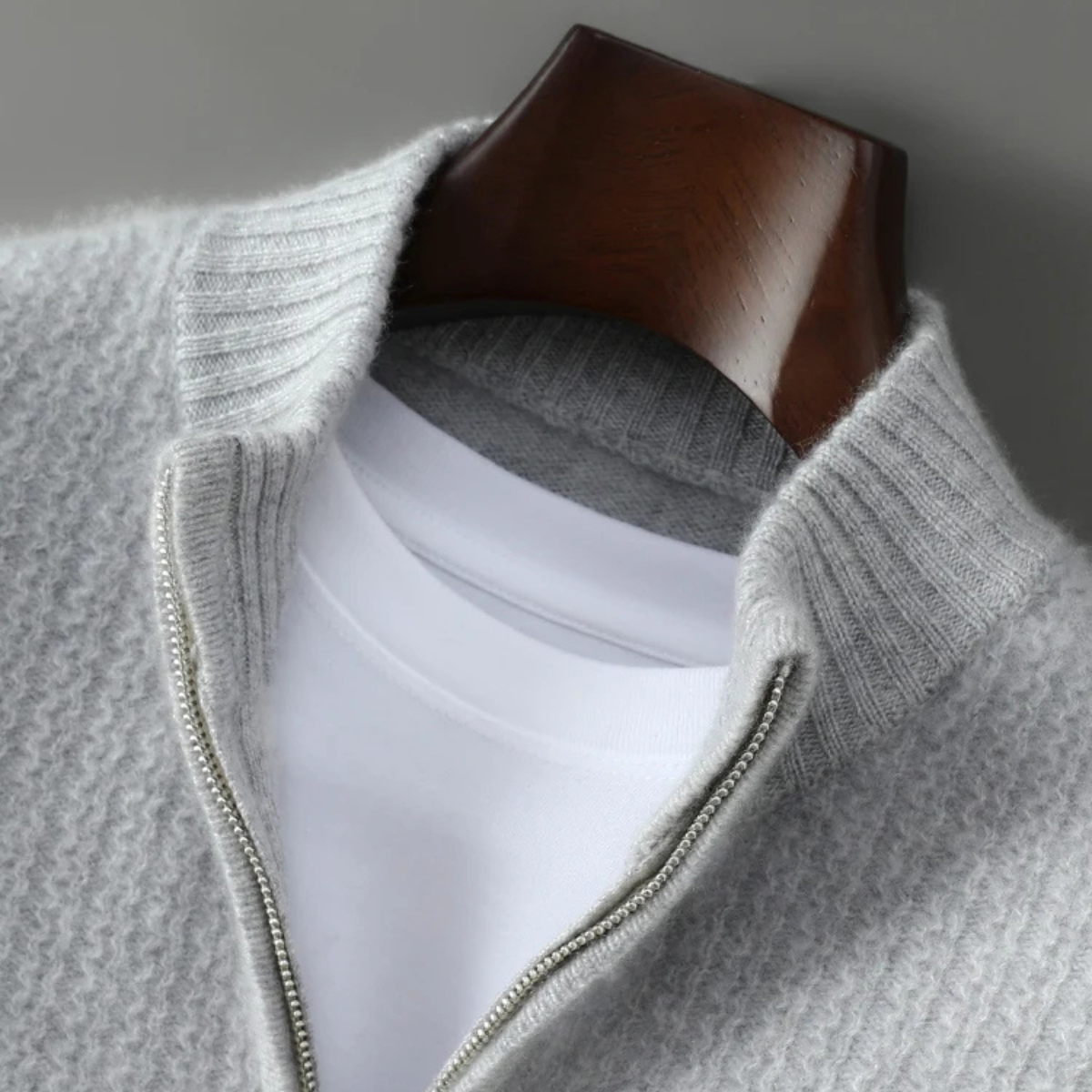 The Valladolid Men’s Winter Cashmere Quarter Zip High Collar Knit Sweater