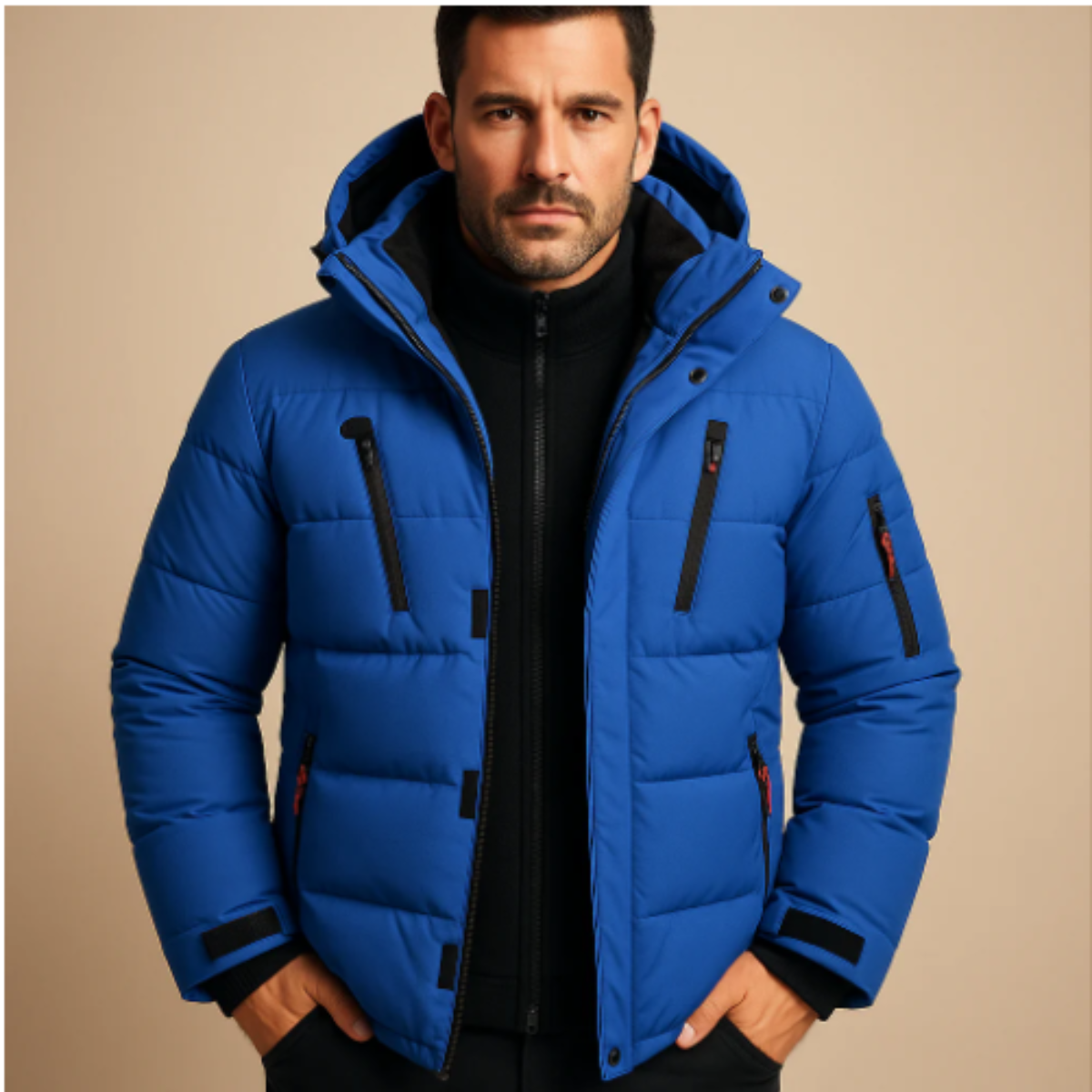 The Brookhaven Men’s Warm Hooded Winter Puffer Coat with Zipper Pockets