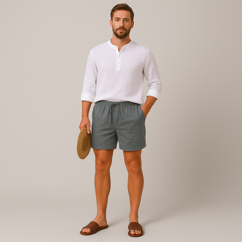 Men's Lightweight Relaxed Fit Linen Summer Shorts