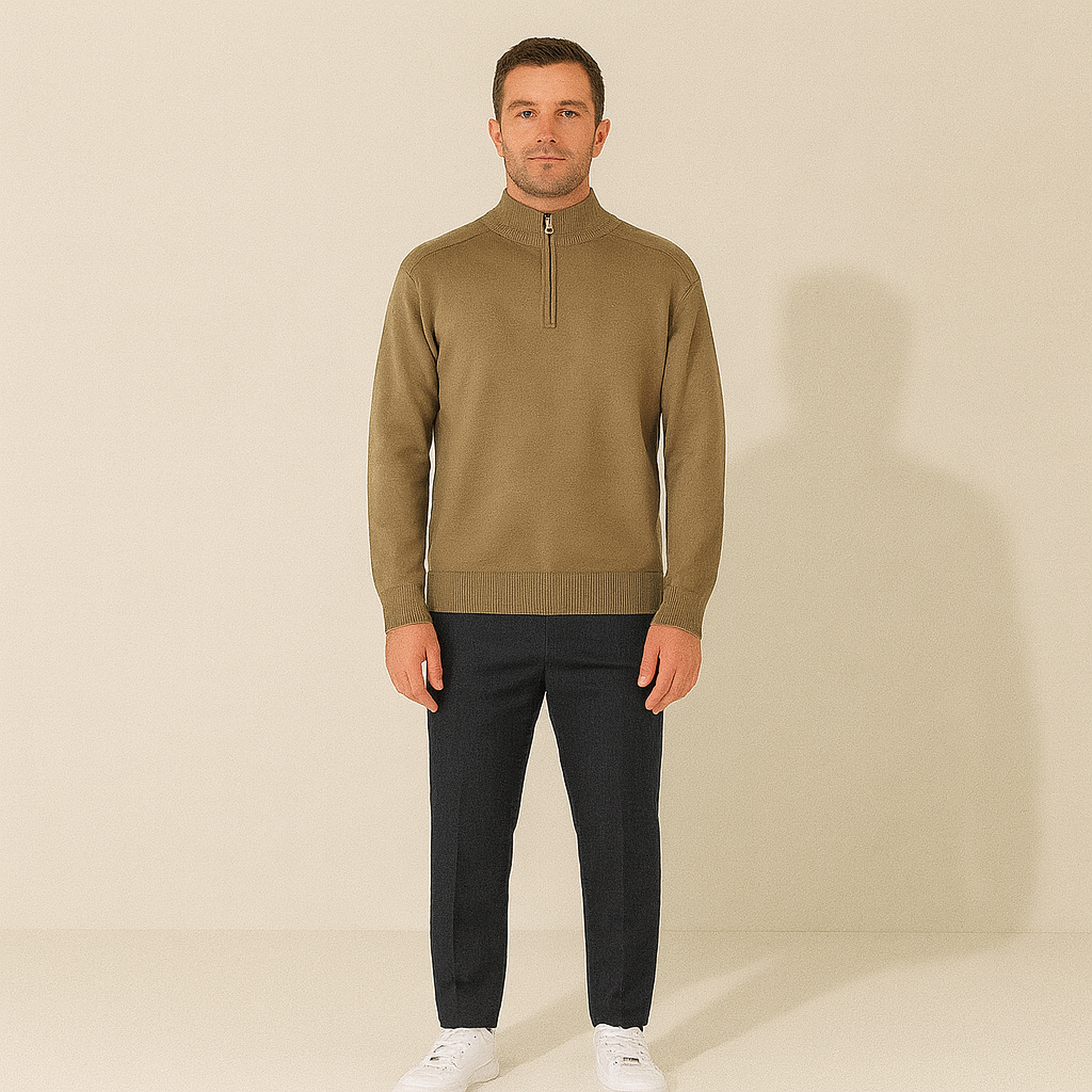 The Marriott Men’s Knitted Quarter Zip Merino Wool Sweater
