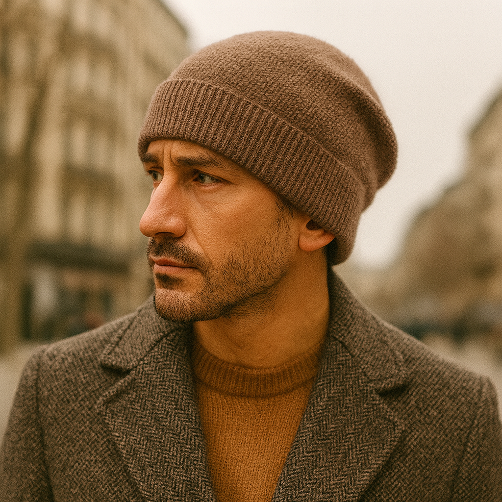 The Thornton Men’s Warm Ribbed Knit Cashmere Beanie Hat