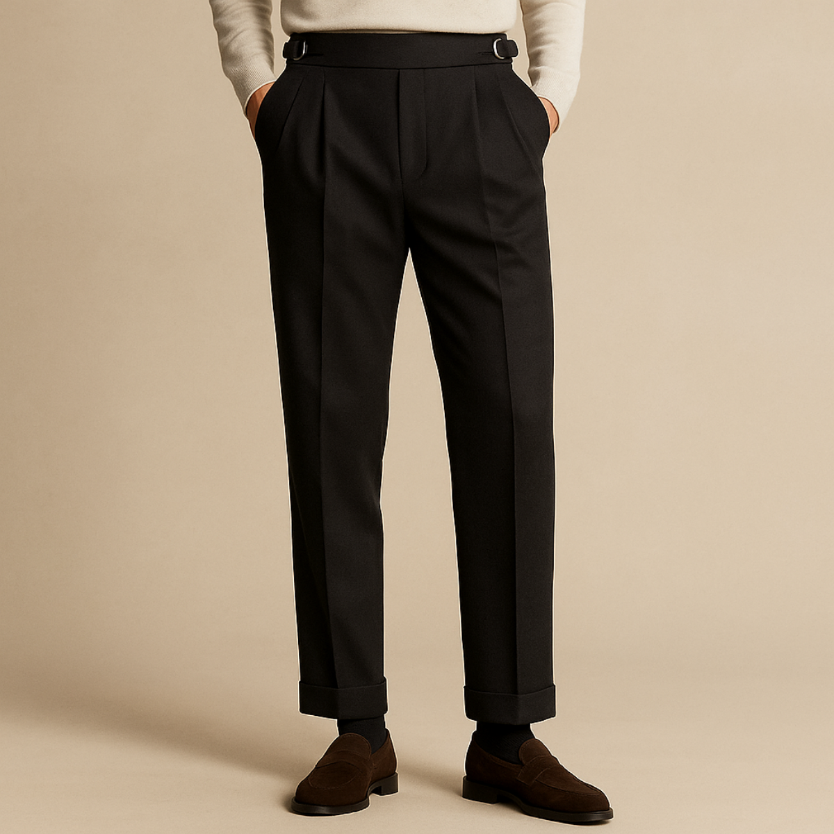 The Hensley Pleated Pants – High Waist Wool Blend for Men