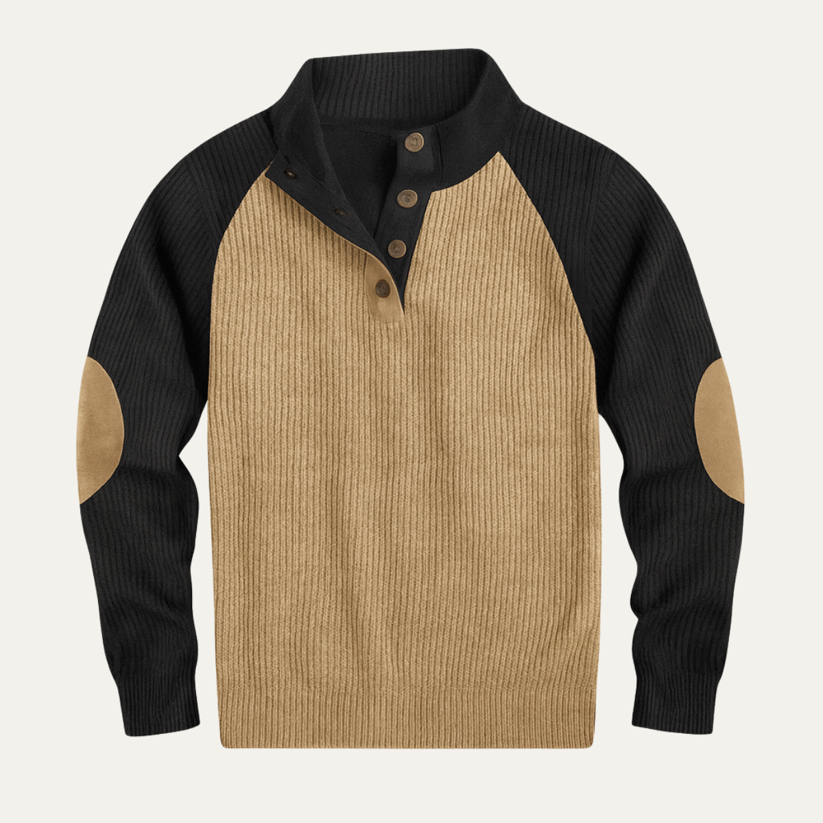 The Provence Men's Trendy Stand Up Collar Colorblock Corduroy Sweater