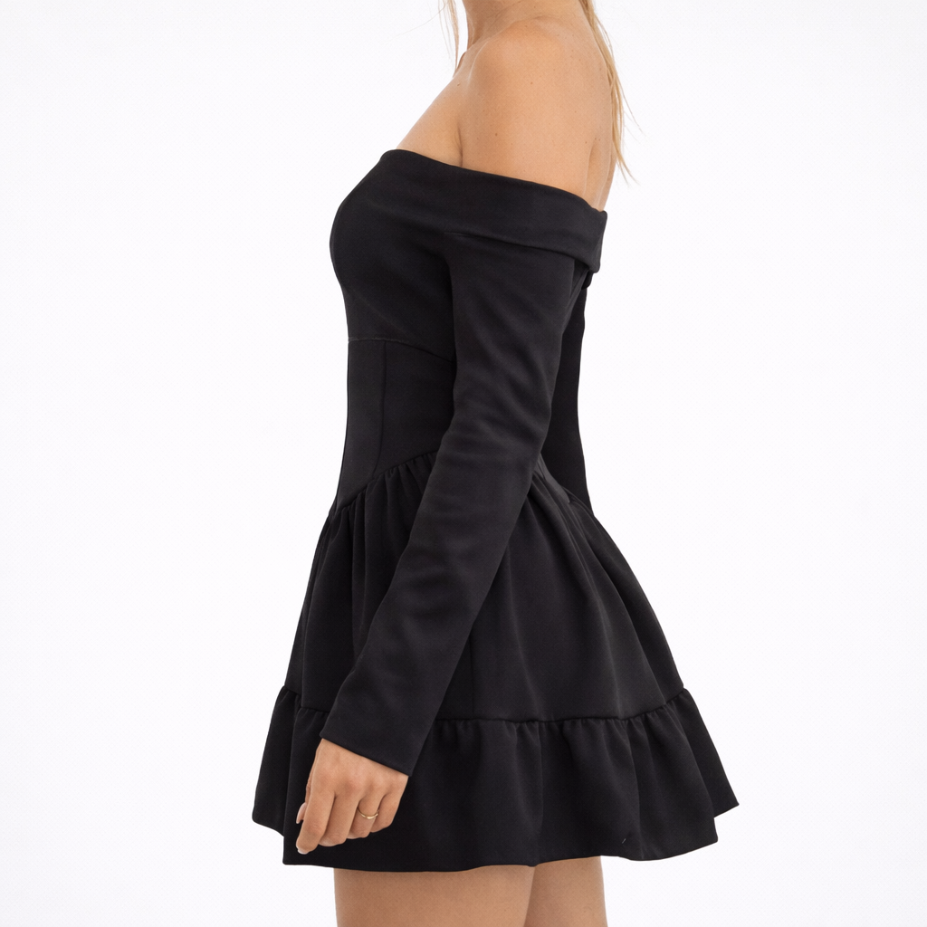 Women's Sleeved Bare Shoulder Mini Dress