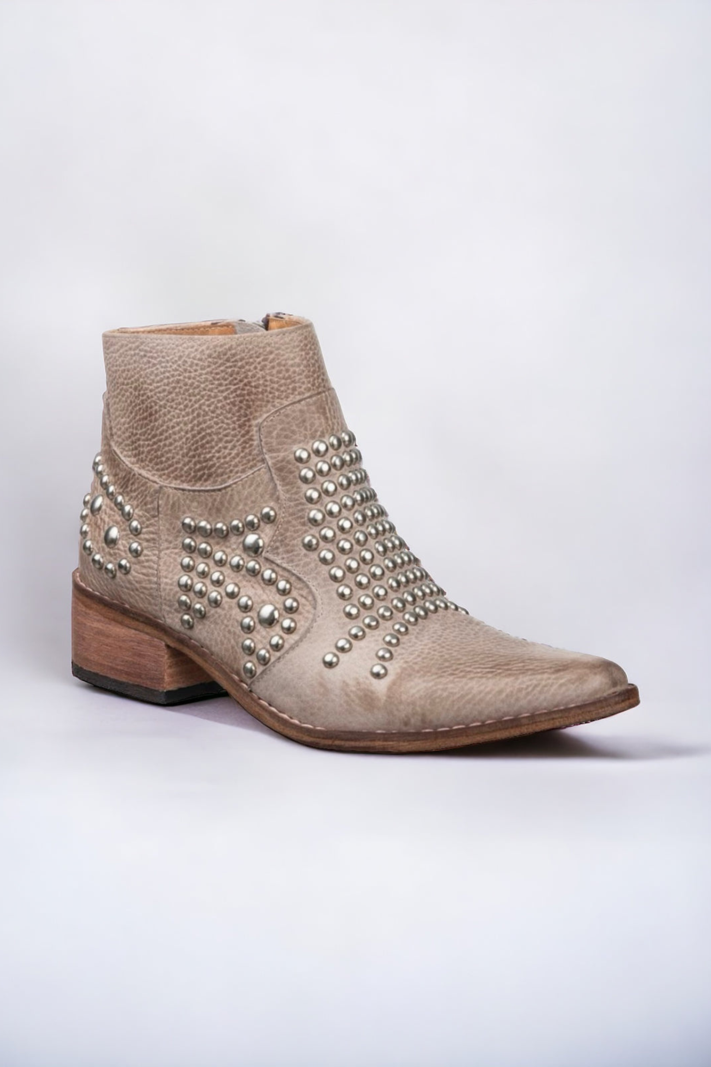 Women’s Western Suede Ankle Boots – Studded Pointed Toe Cowboy Booties