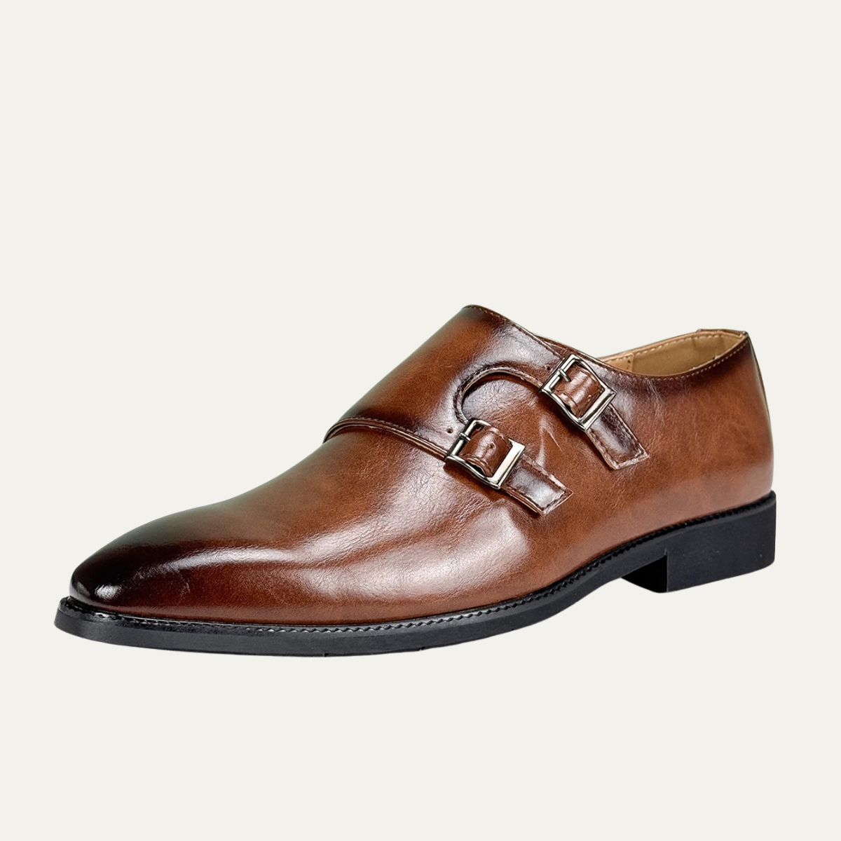 The Chianciano Men’s Leather Double Buckle Strap Dress Shoes