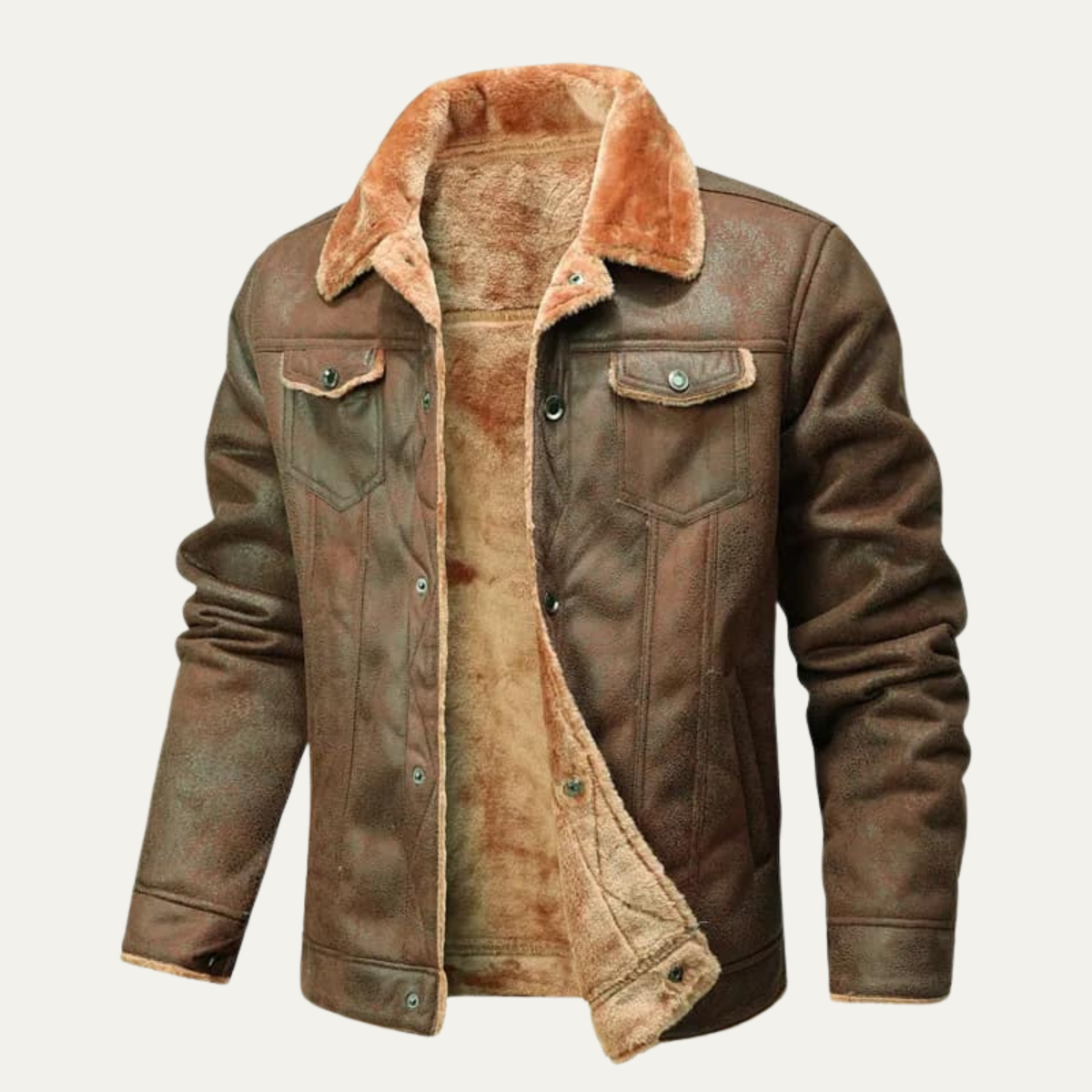 The Breuil Men’s Winter Shearling Biker Leather Jacket
