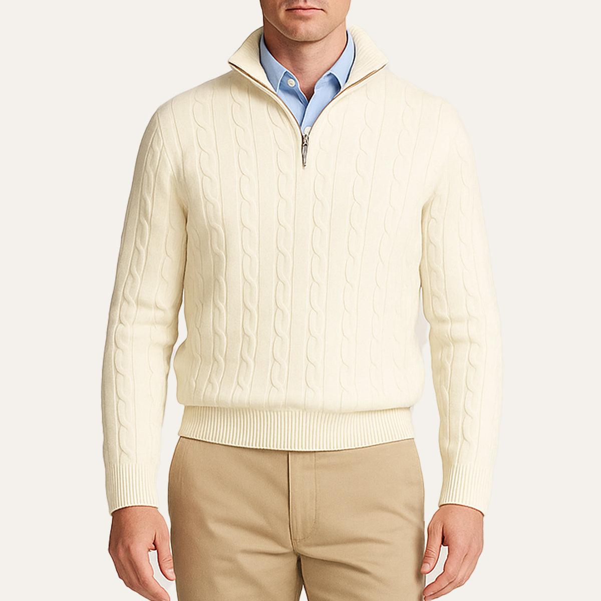 The St. Moritz Cable Knit Zipper Sweater for Men - Old Money Style