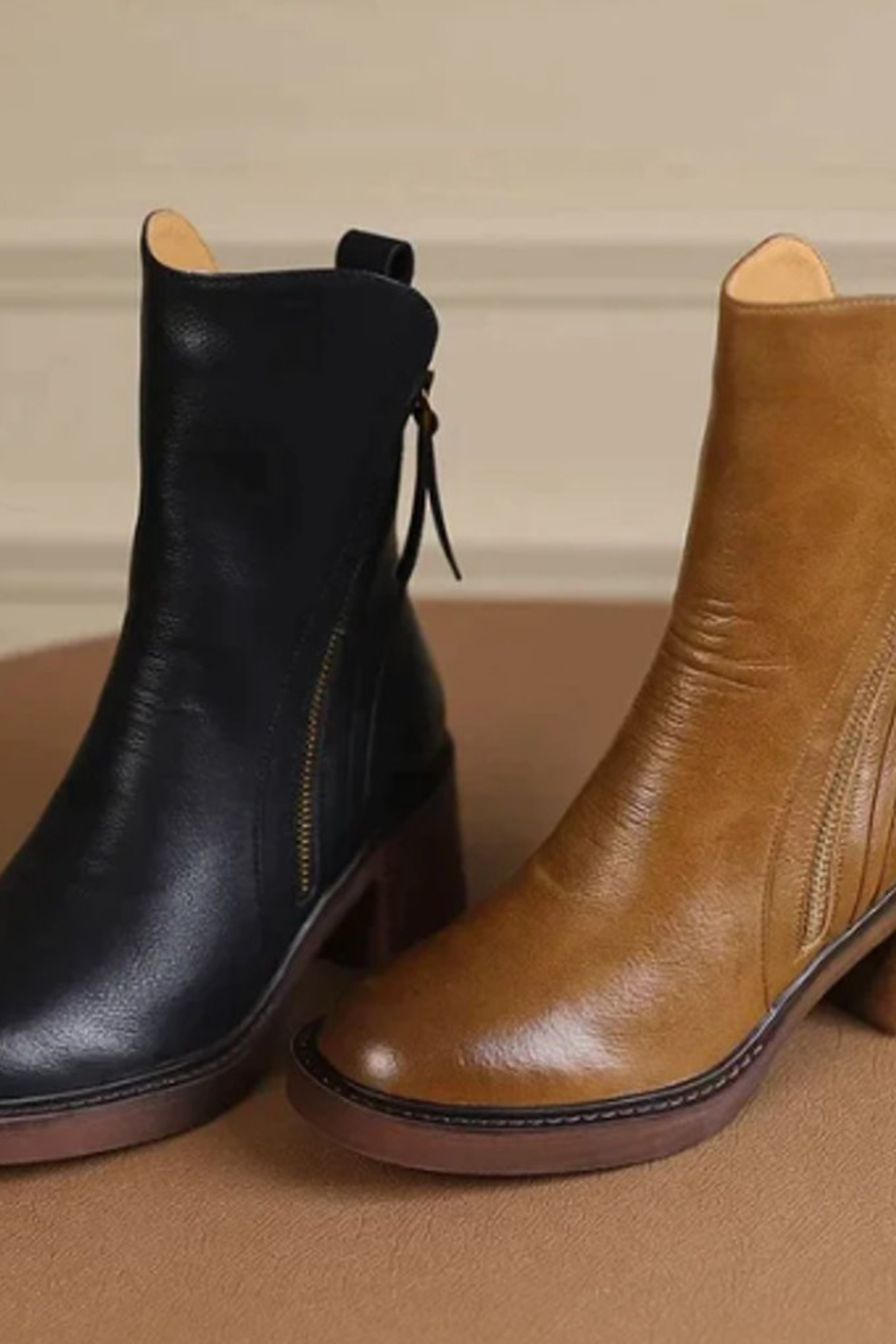 Women’s Pointed Toe Ankle Boots – Side Zip Block Heel Booties