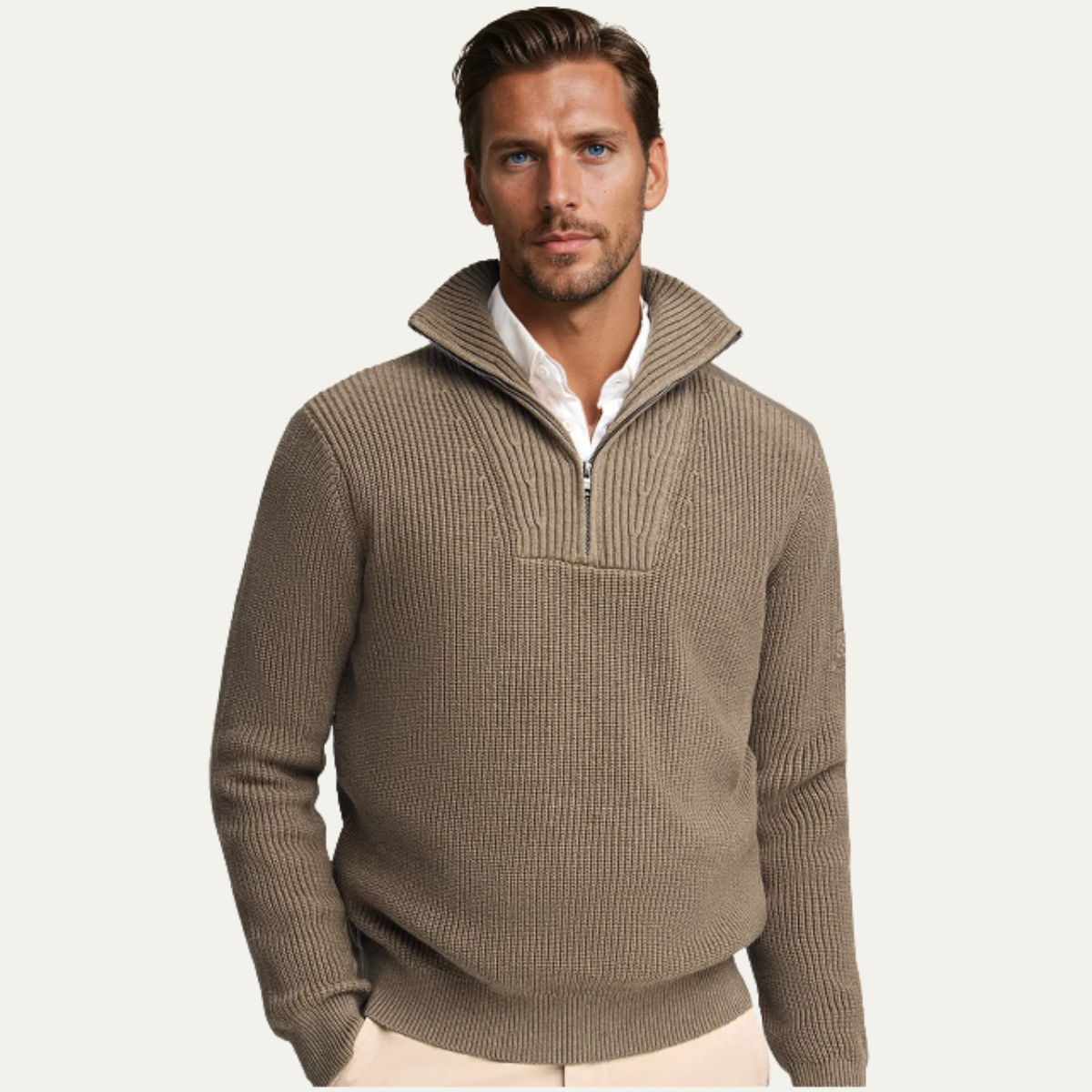 The Ellington Men’s Textured Cable Knit Half Zip Sweater