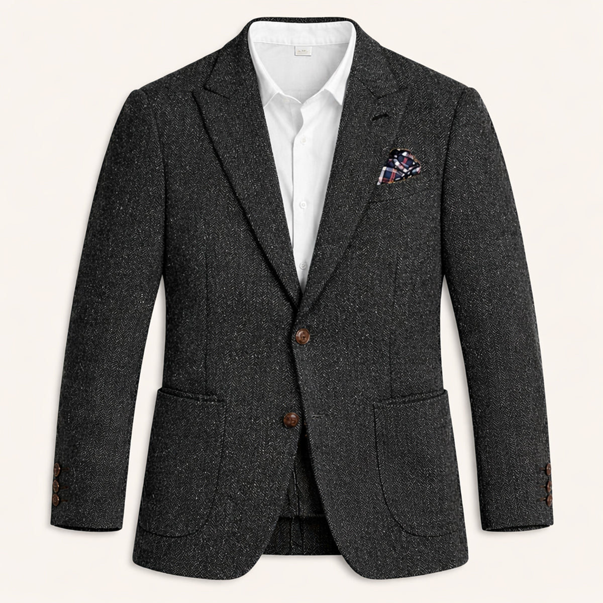 The Domaso Men’s Business Herringbone Single Breasted Wool Tweed Blazer - Wedding Guest
