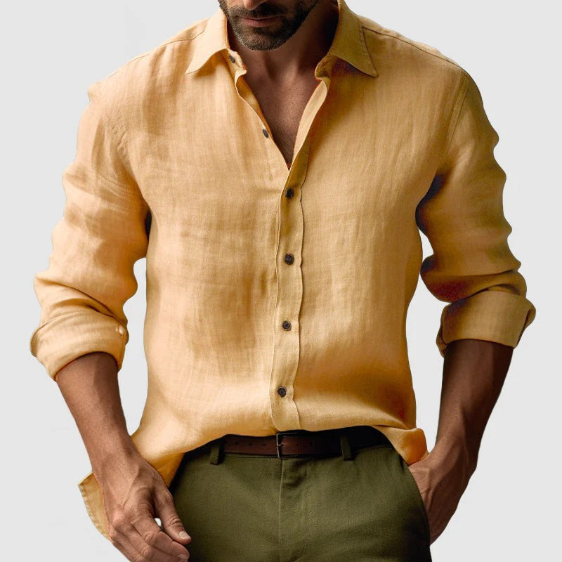 The Zurich Vintage Long Sleeve Linen Shirt for Men