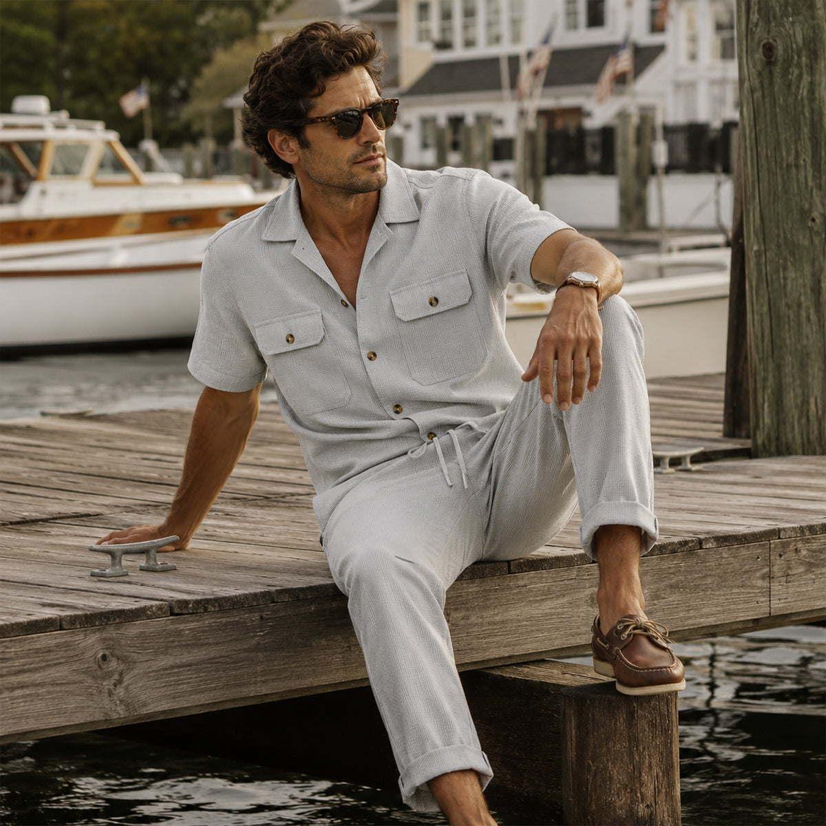 The Edgemont Men’s Casual Button Up Shirt & Pants Set