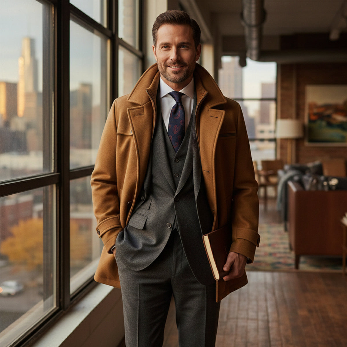 The Danforth Men’s Waterproof Casual Long Jacket with Adjustable Cuffs