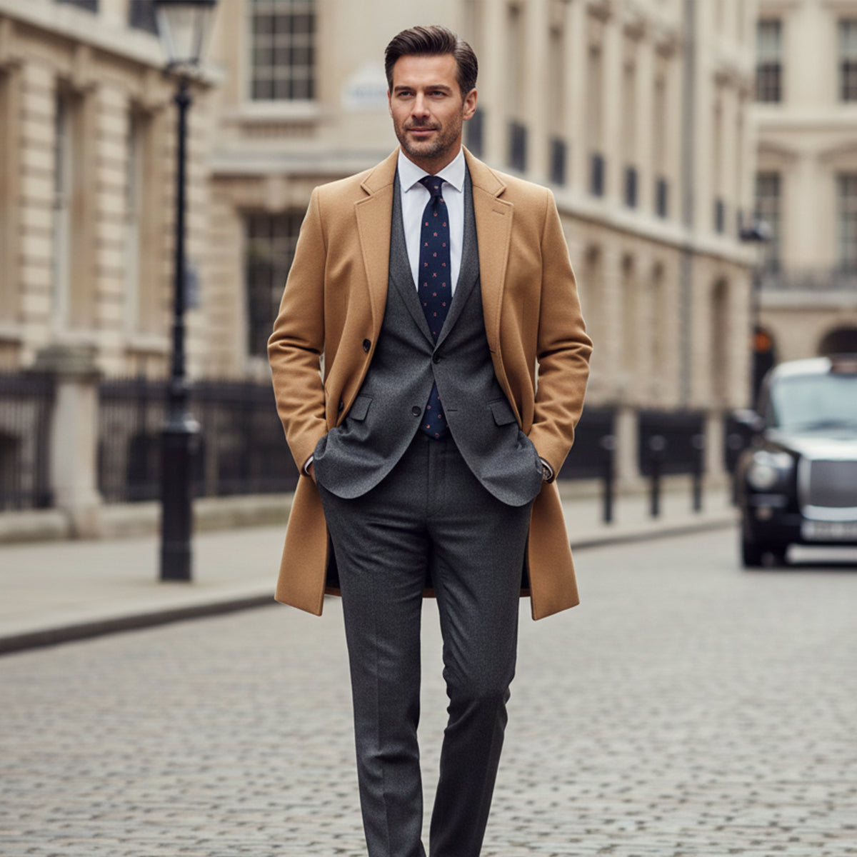The Paignton Men's Elegant Minimal Camel Single Breasted Wool Coat