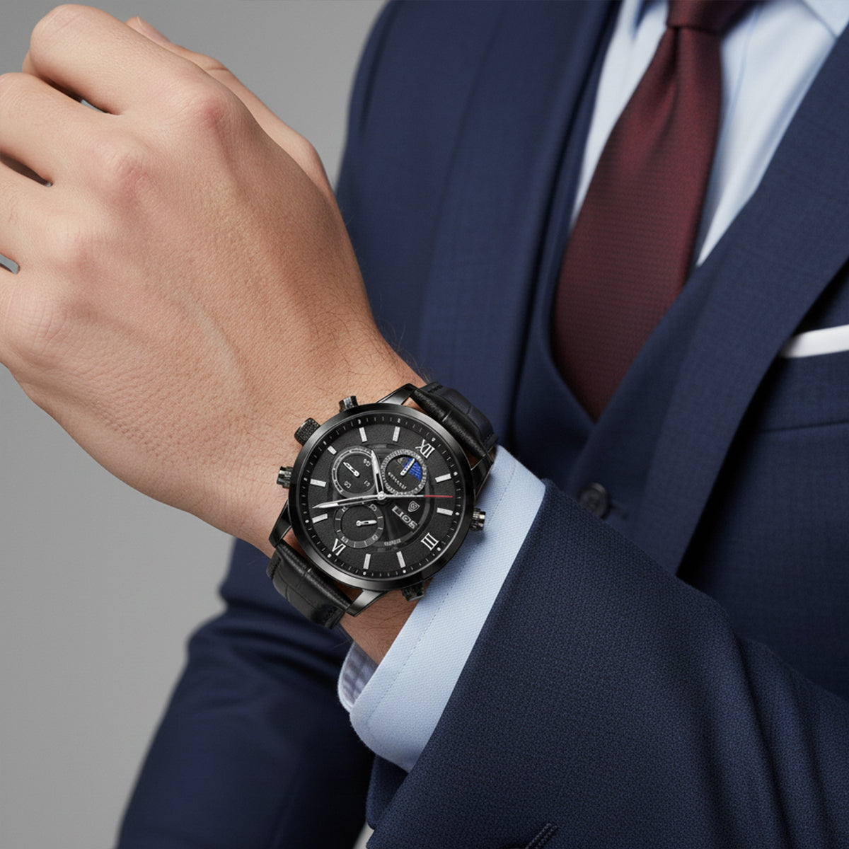 The Geneva Men's Luxury Quartz Chronograph Watch – Premium Leather Strap