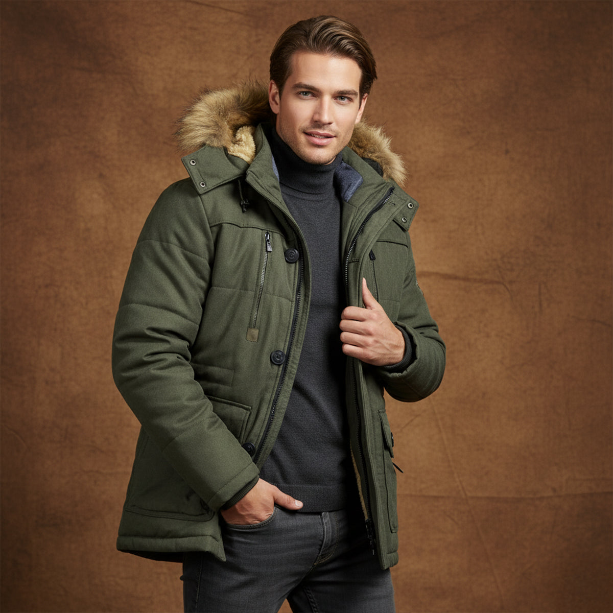 The Westminster Men's Warm Winter Parka Jacket with Fleece Lining