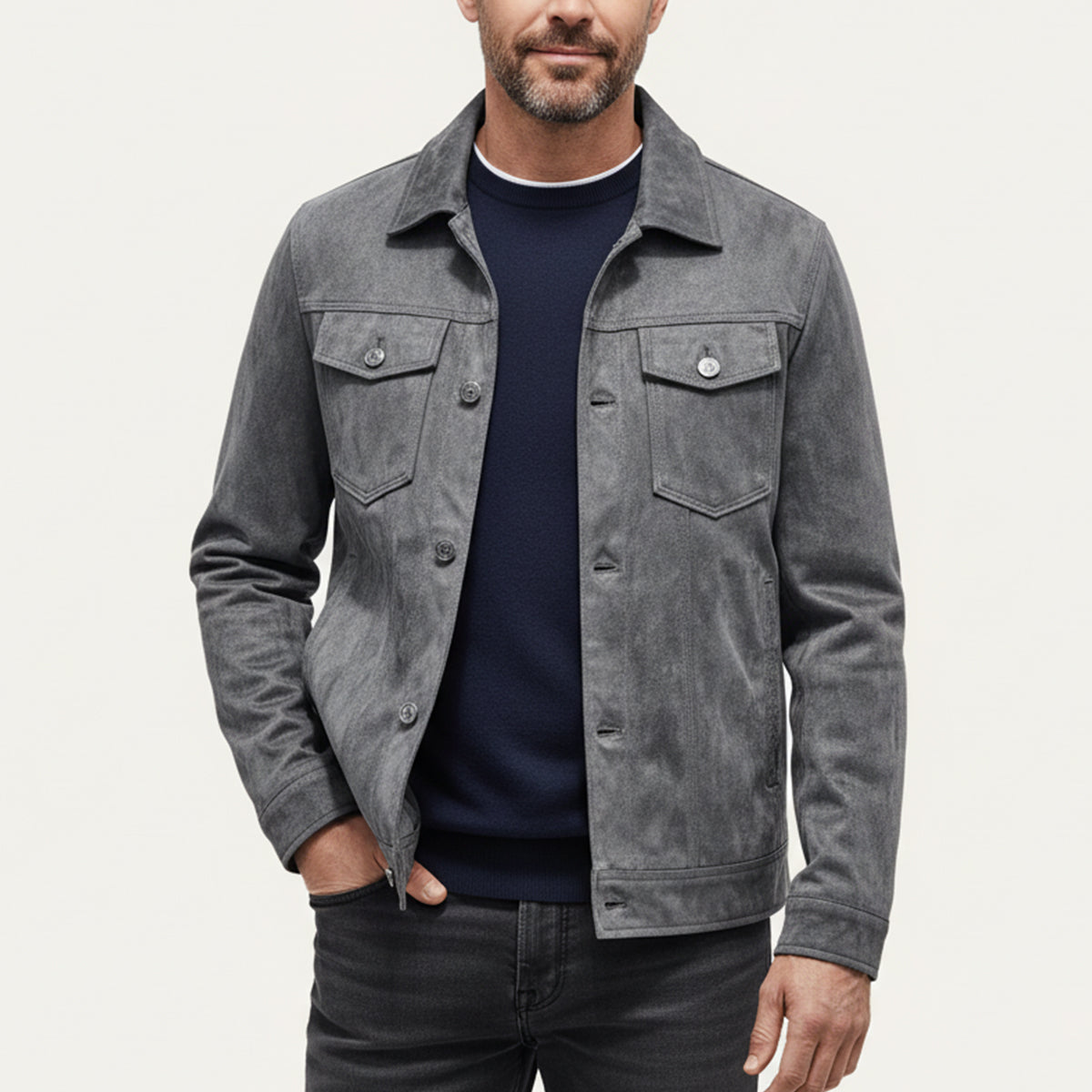 The Vintage Suede Cargo Jacket for Men — Lightweight Outdoor Style