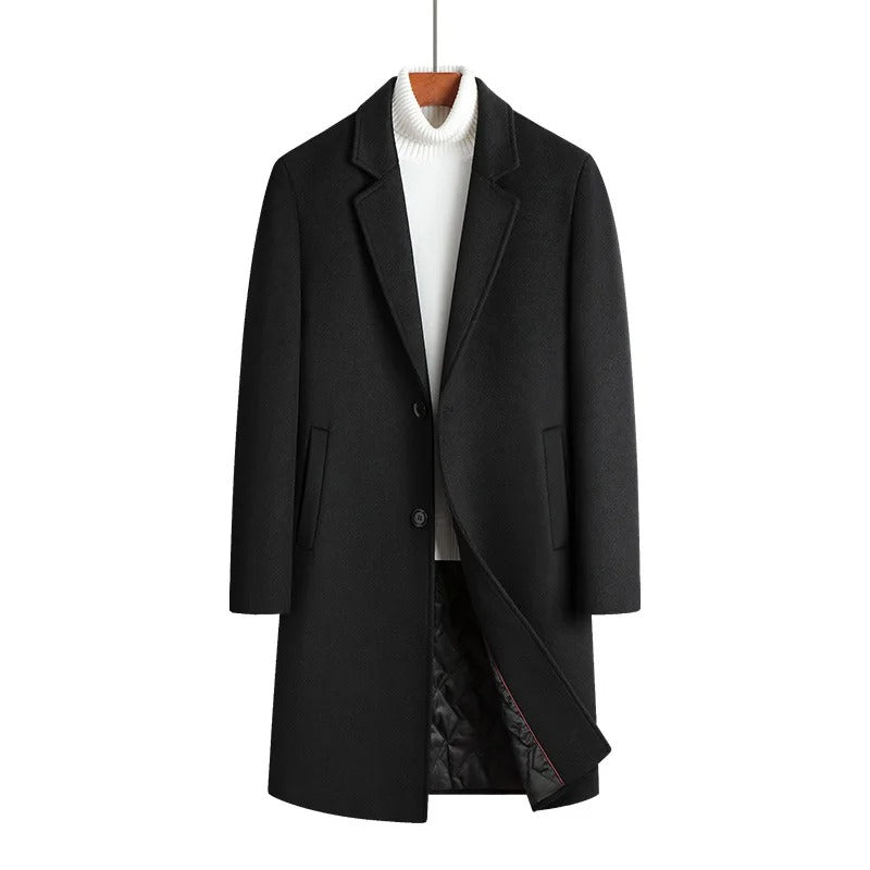 The Hudson Men’s Slim Fit Single Breasted Wool Blend Overcoat