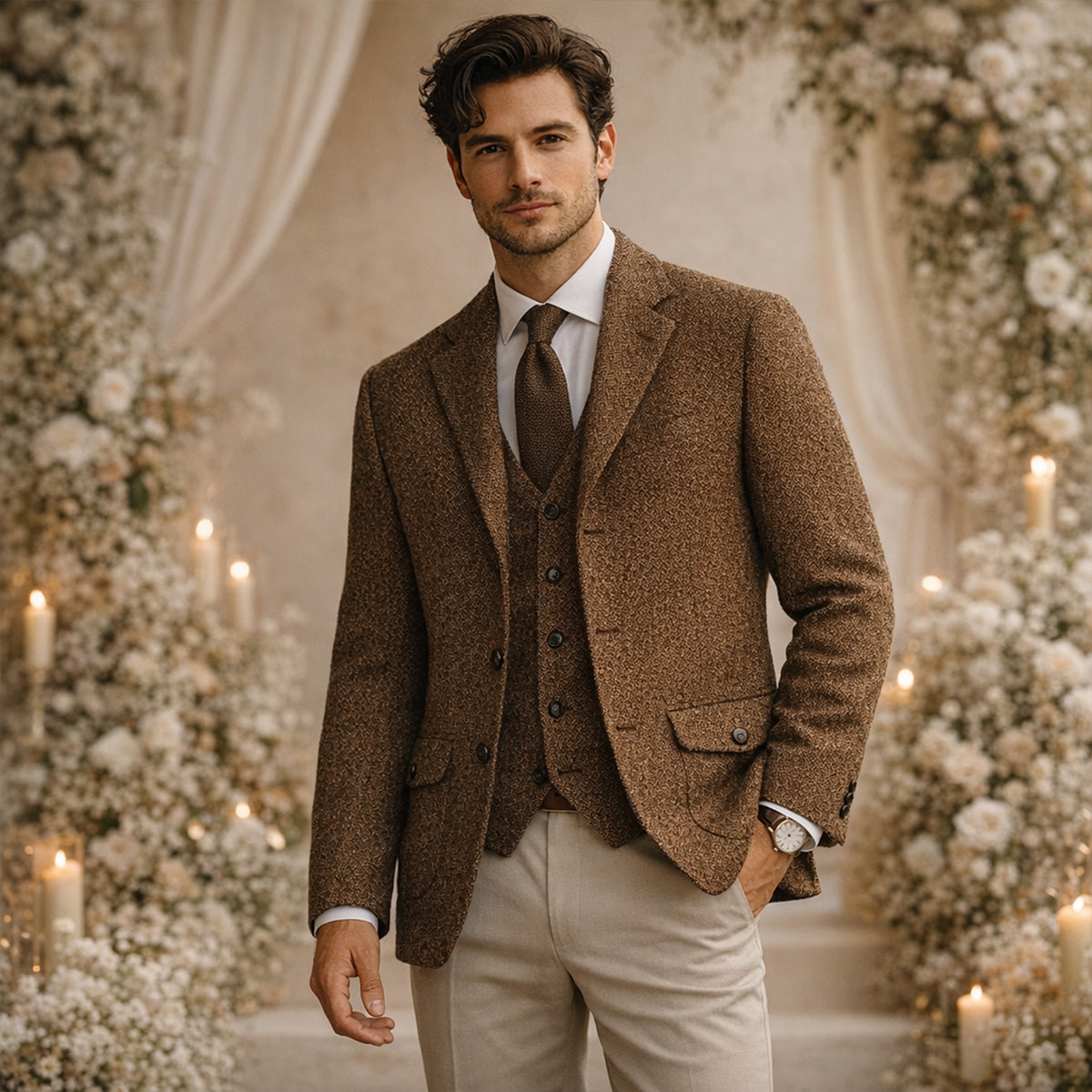 The Dolomiti Men's TweedSingle Breasted Business - Wedding Guest - Blazer Suit
