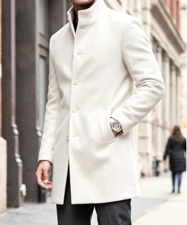 The Monarch Men’s Single Breasted Stand Collar Overcoat
