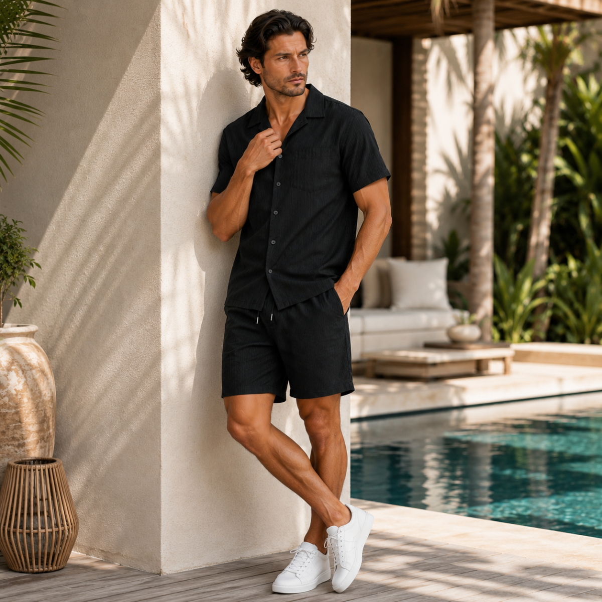 The Cedarfall Men’s Breathable Casual Summer Set – Shirt & Shorts