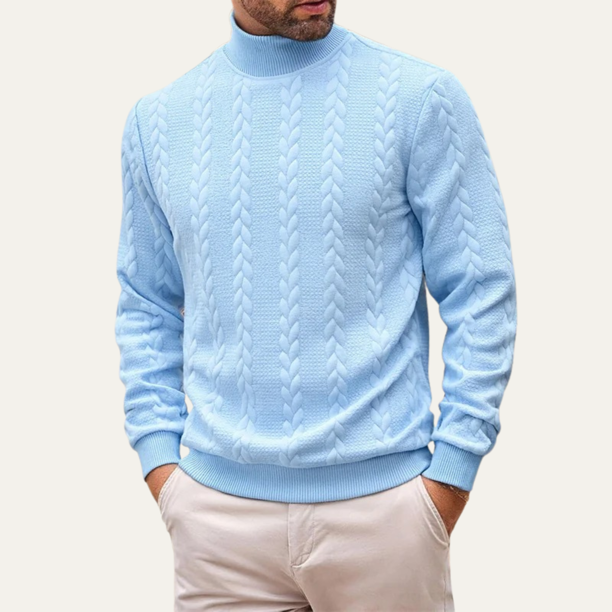 The Paestum Men’s Warm Ribbed Cable Knit Turtleneck Sweater