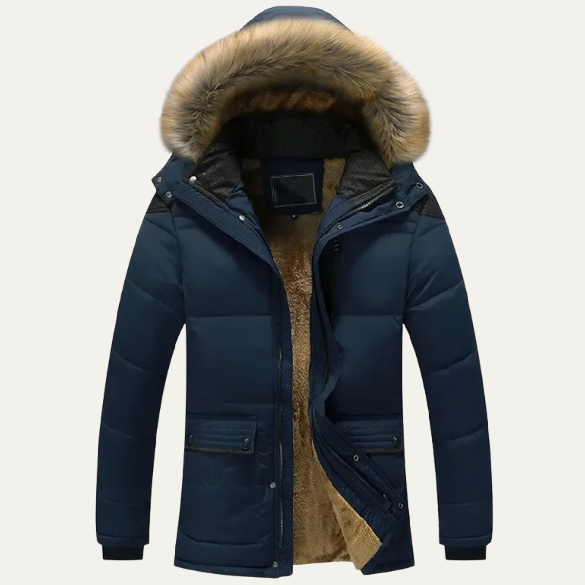 The Taormina Men's Elegant Hooded Fur Collar Parka Jacket