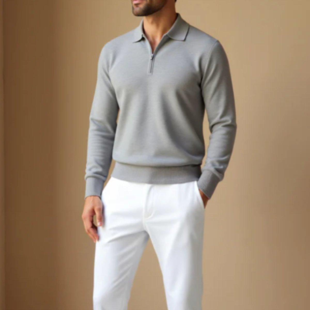 The Whitmore Men’s Modern Quarter Zip Knit Polo Sweater