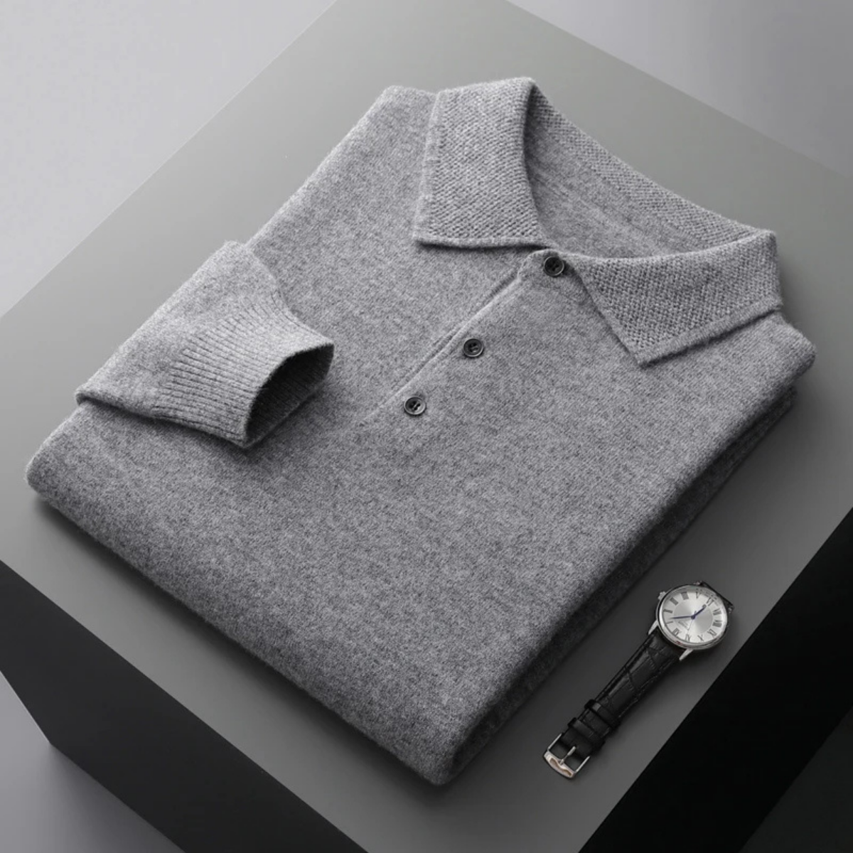 The Naples Men’s Wool Blend Knit Polo Sweater