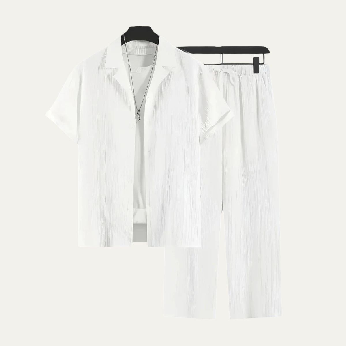 The Dervio Men’s Linen Two Piece Set – Lightweight Button-Up Shirt & Relaxed Pants