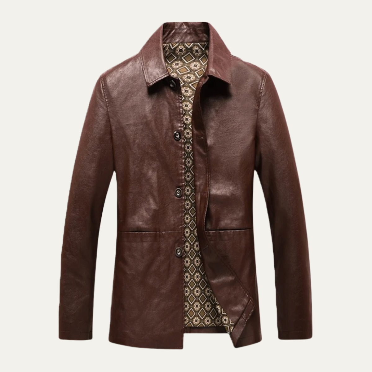 The Portofino Men’s Button Up Leather Winter Jacket