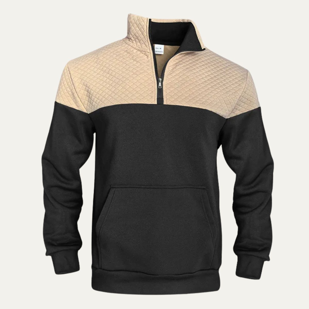 The Montfield Men's Quilted Stand Collar Color Block Half Zip Sweater