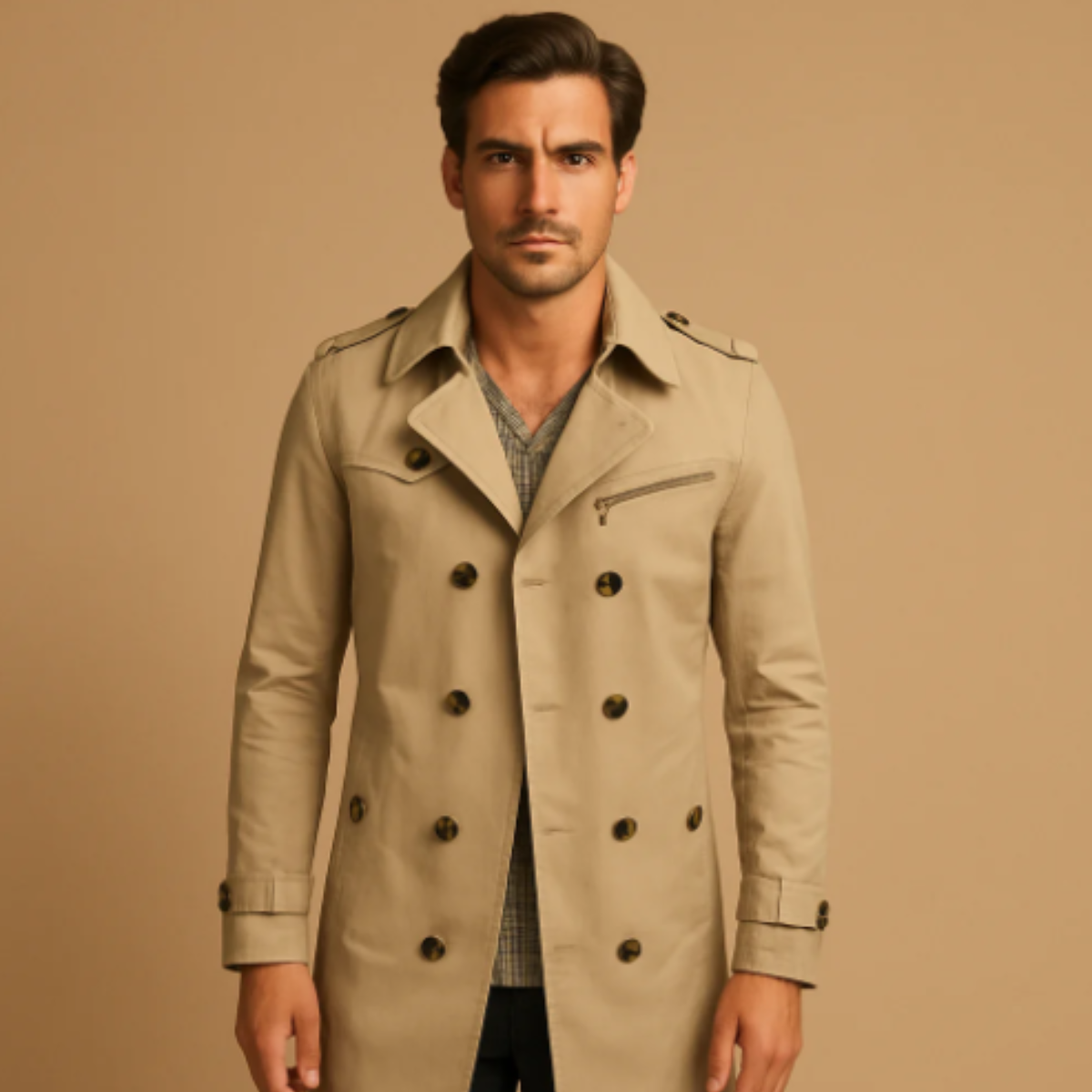The Merrick Men’s Double Breasted Smart Casual Trench Coat