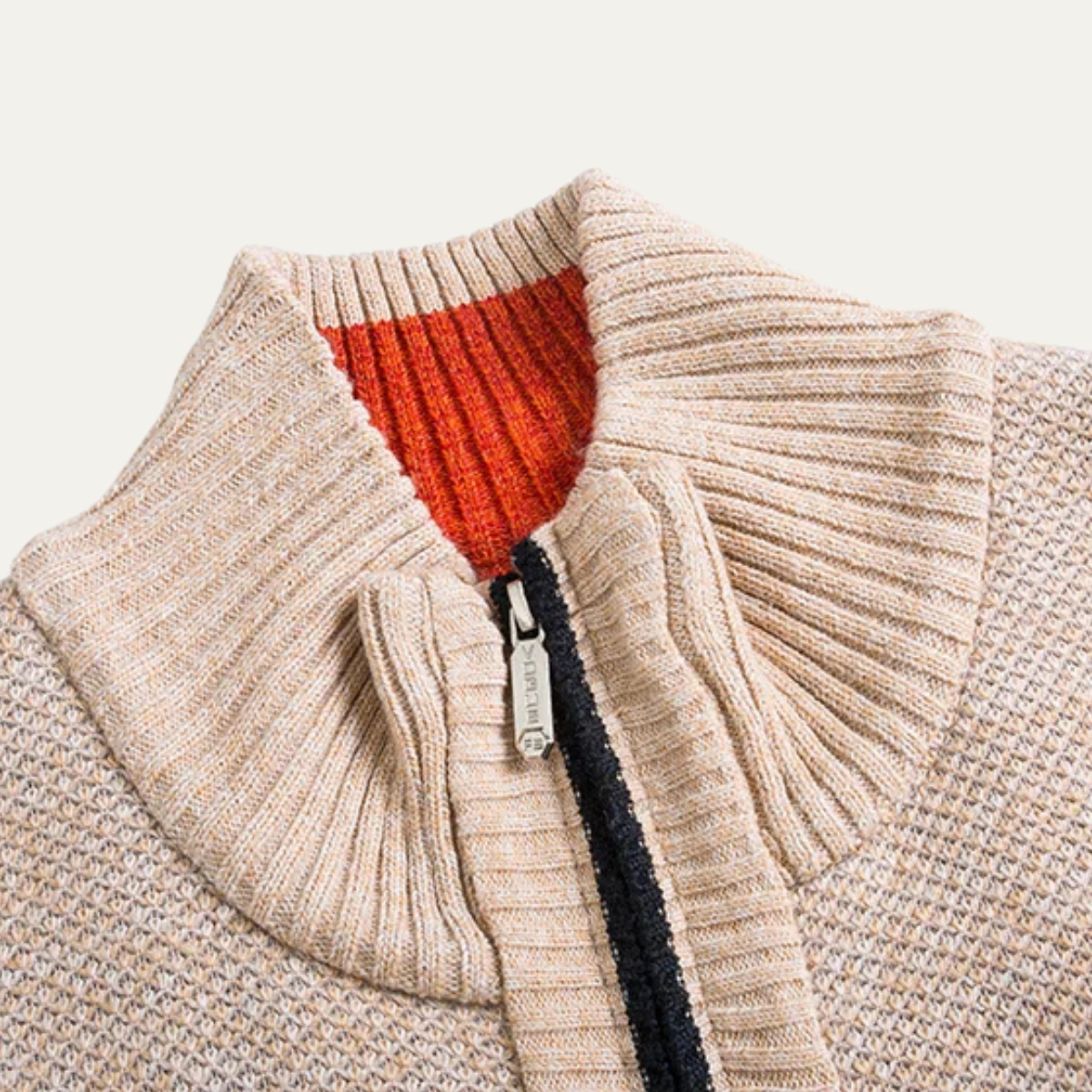 The Cala Luna Men’s Stand Collar Knit Zip Cardigan