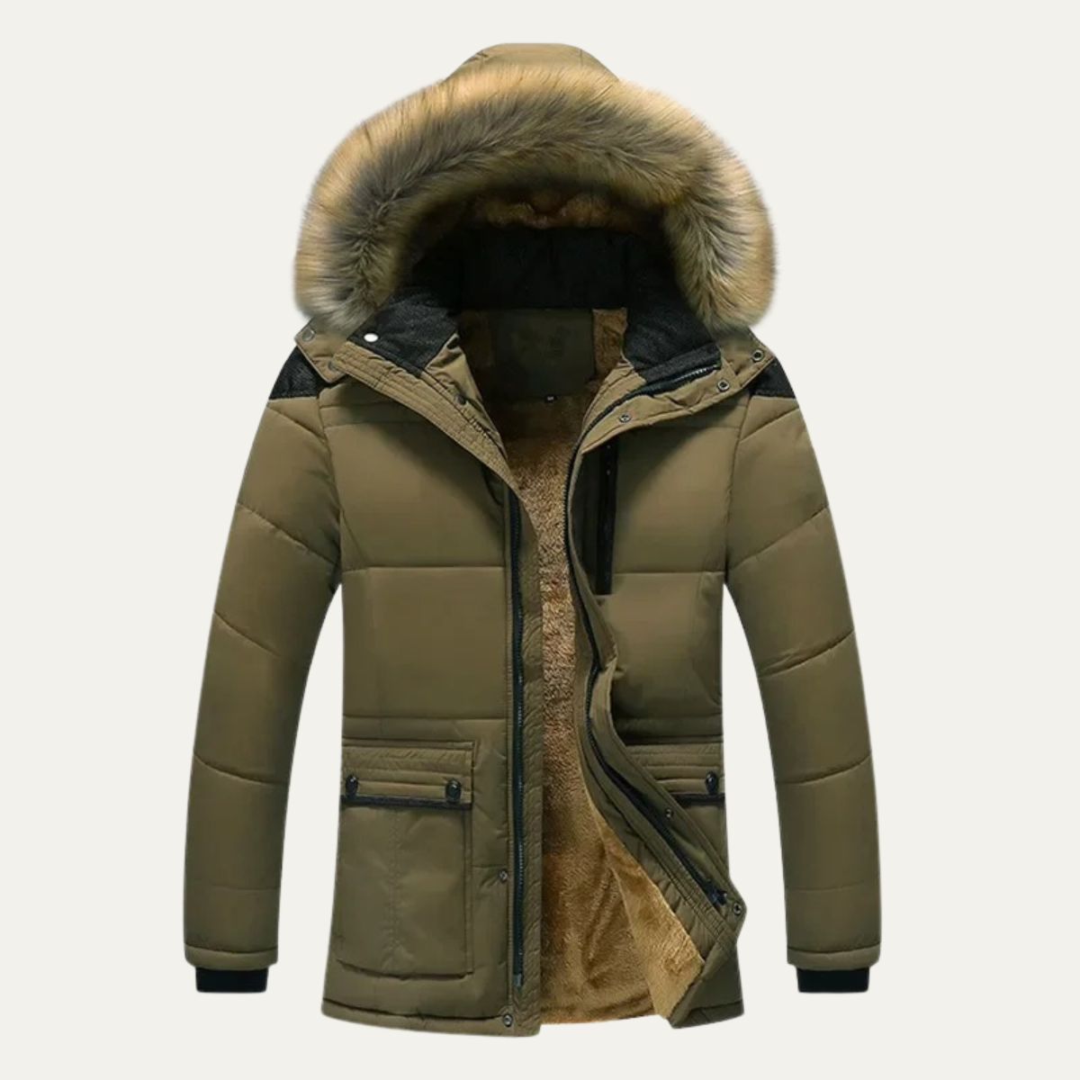 The Taormina Men's Elegant Hooded Fur Collar Parka Jacket