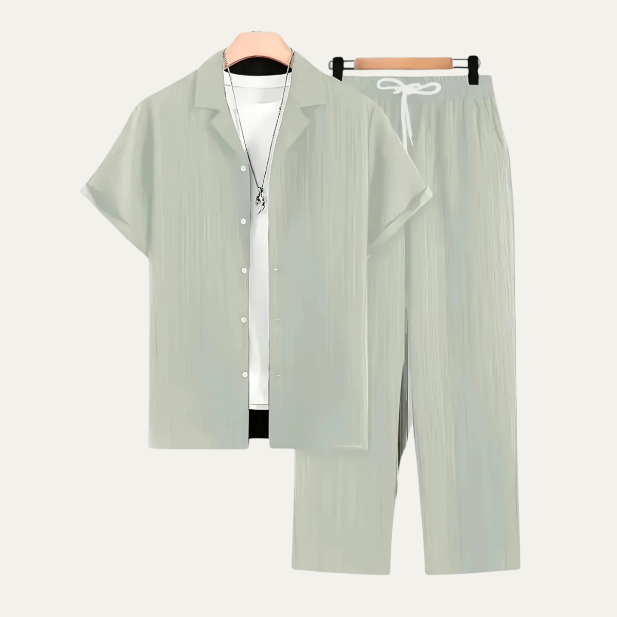 The Dervio Men’s Linen Two Piece Set – Lightweight Button-Up Shirt & Relaxed Pants