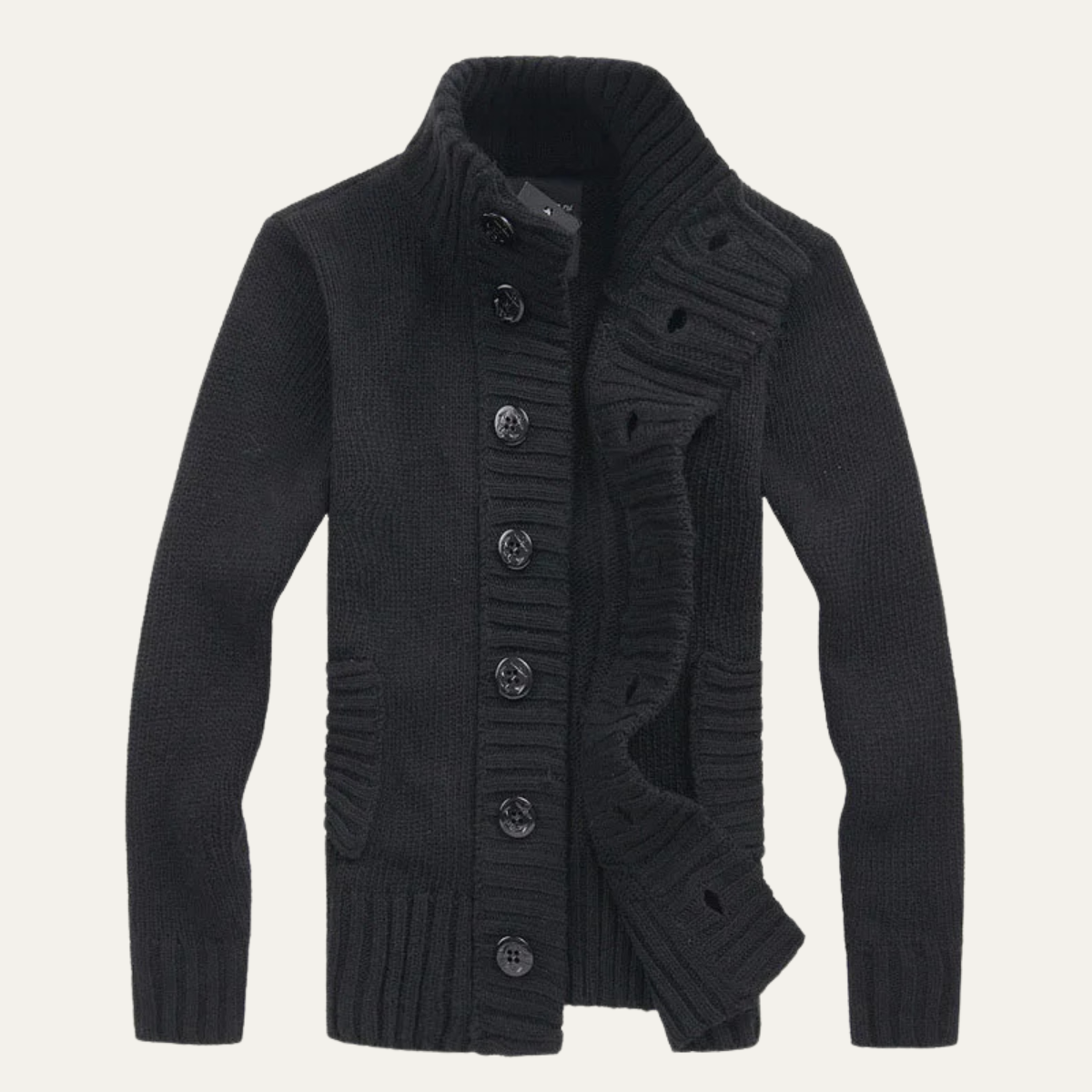The Corsica Men’s Chunky Winter Button Up Knit High Neck Cardigan