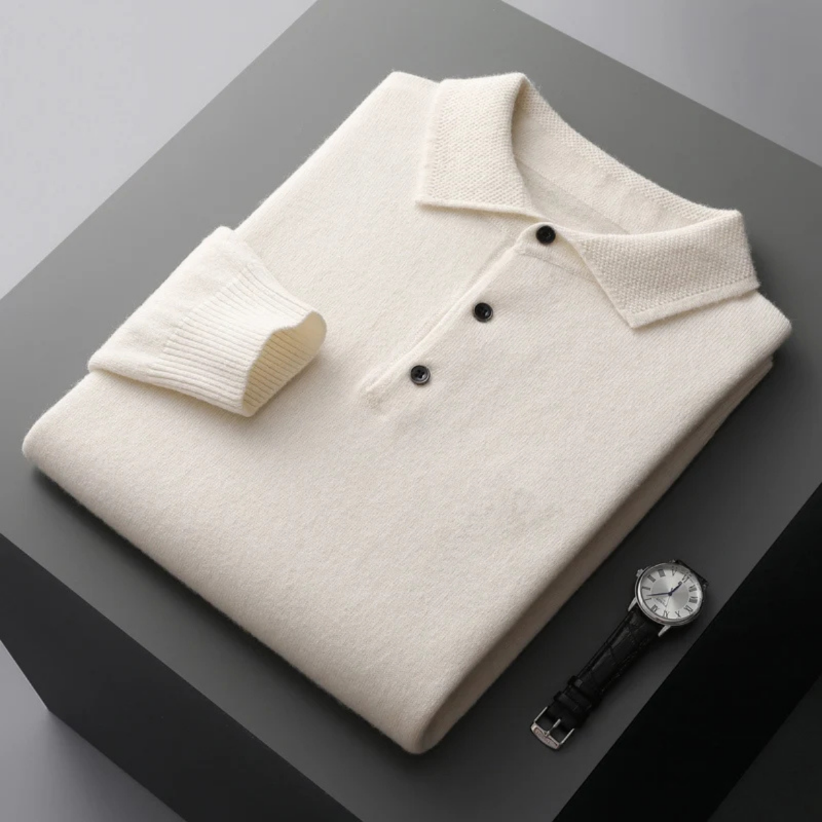 The Naples Men’s Wool Blend Knit Polo Sweater