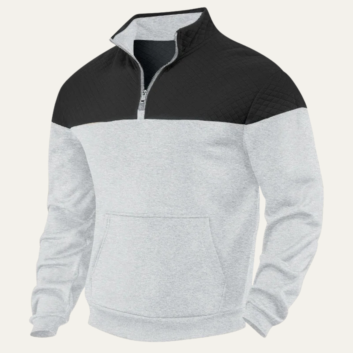 The Silverpark Men's Quilted Casual Color Block Half Zip Sweater